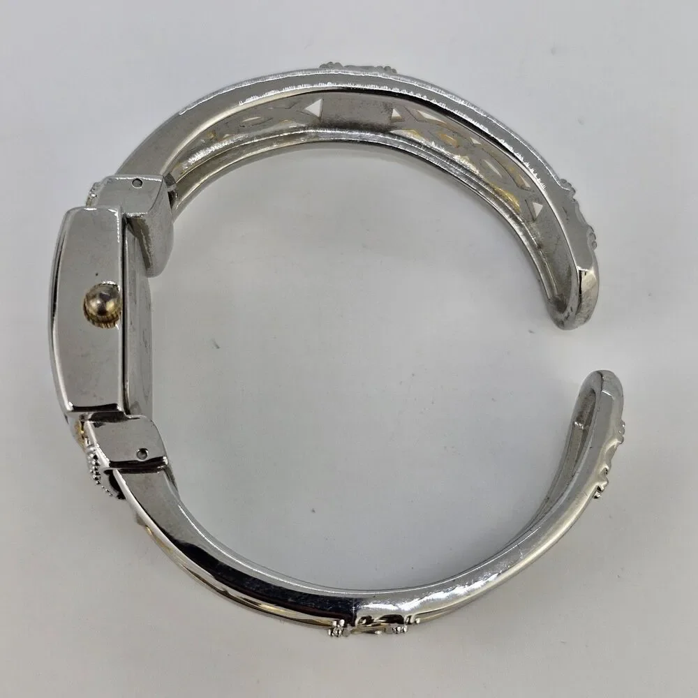 Vivani Women's Cuff‎ Watch 25MM White Dial Two Tone Bracelet Band 6